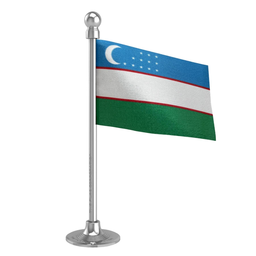 Uzbekistan  Car Dashboard Flag of 2in x 3in With A Steel or Plastic Base