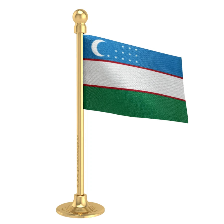 Uzbekistan  Car Dashboard Flag of 2in x 3in With A Steel or Plastic Base