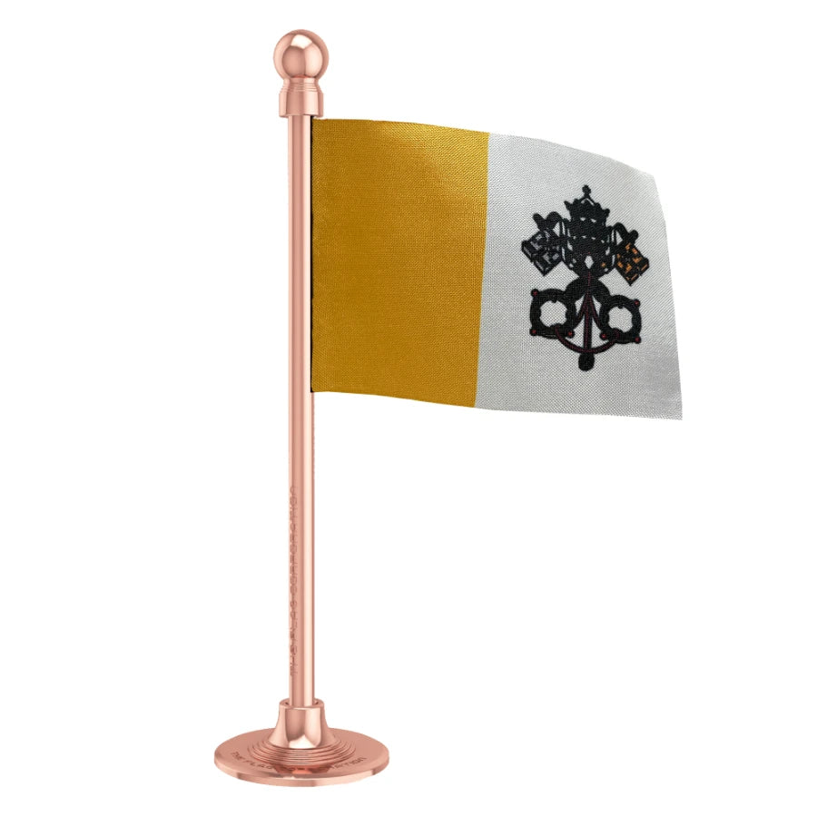 Holy See (Vatican) Car Dashboard Flag of 2in x 3in With A Steel or Plastic Base