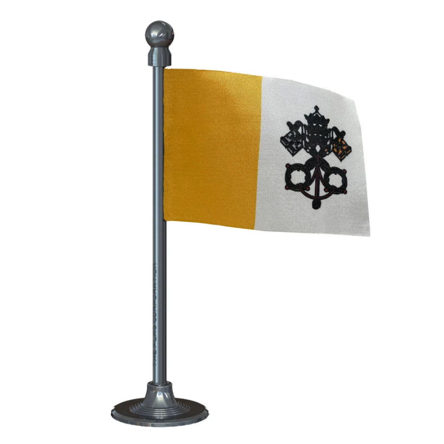 Holy See (Vatican) Car Dashboard Flag of 2in x 3in With A Steel or Plastic Base
