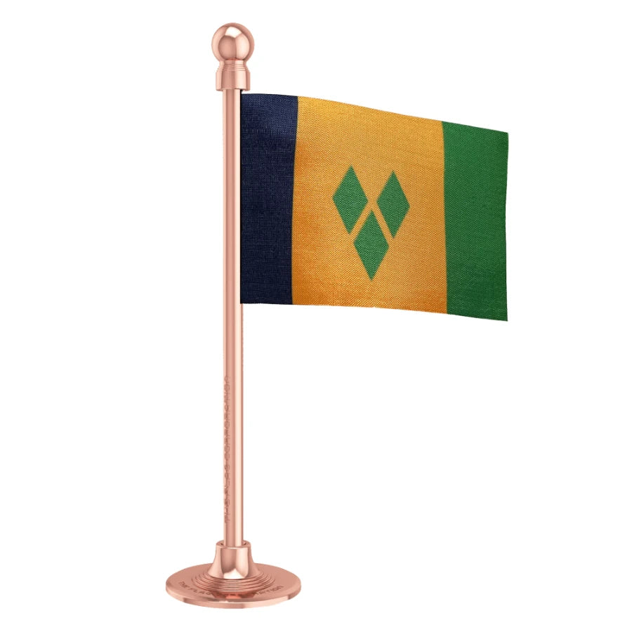 Saint Vincent & Grenadines Car Dashboard Flag of 2in x 3in With A Steel or Plastic Base