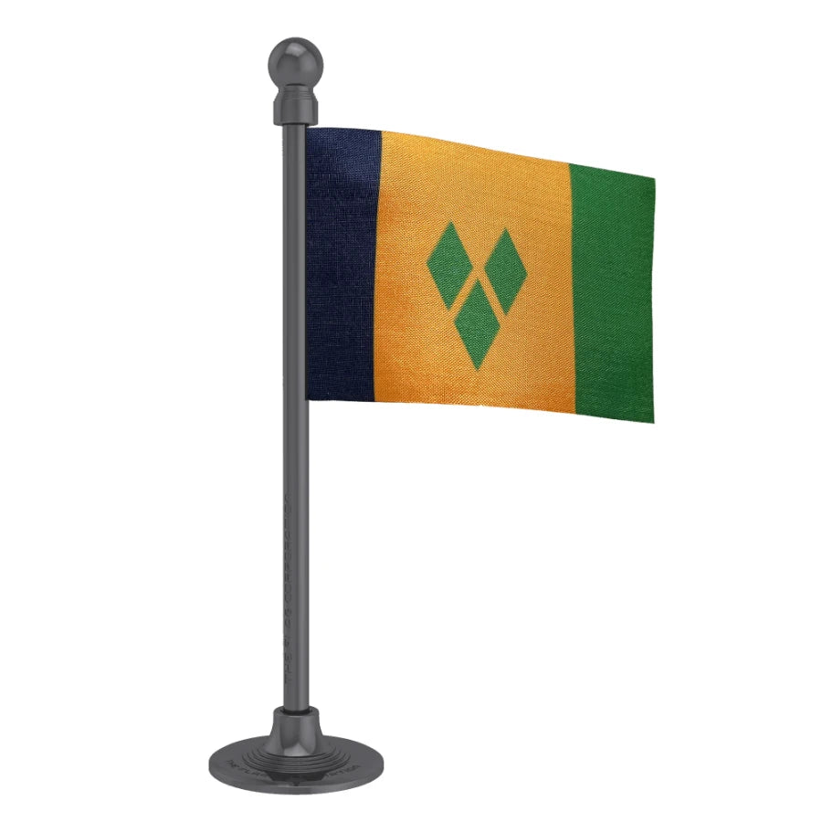 Saint Vincent & Grenadines Car Dashboard Flag of 2in x 3in With A Steel or Plastic Base