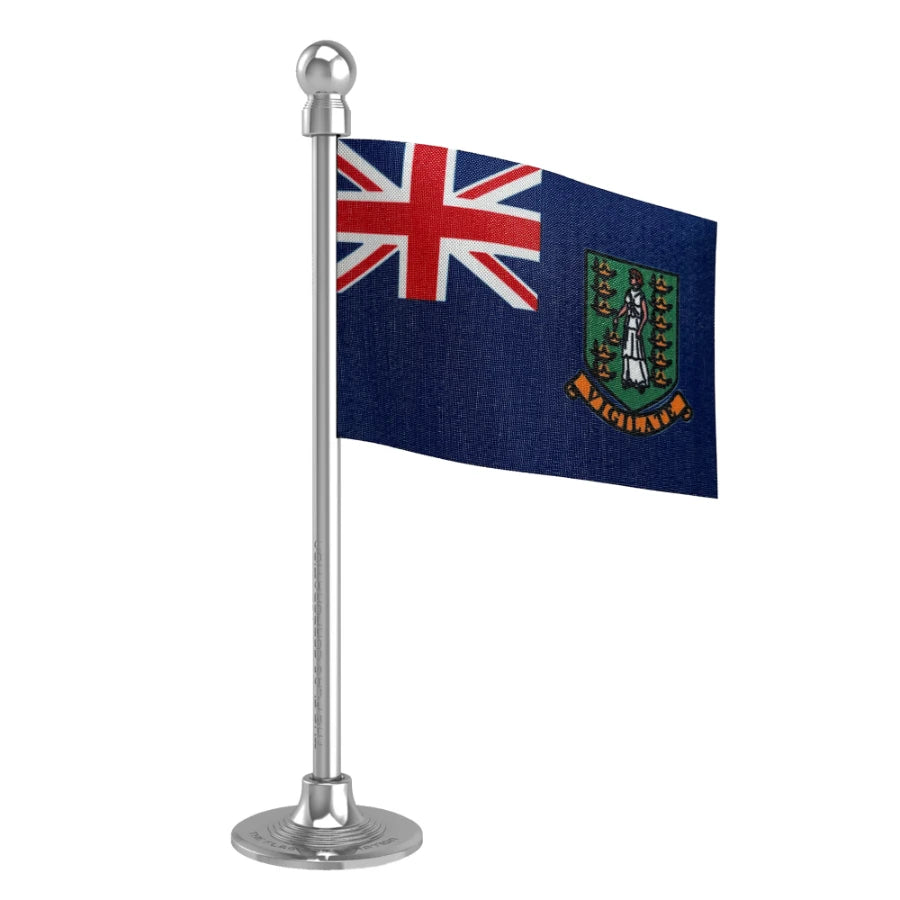 British Virgin Islands Car Dashboard Flag of 2in x 3in With A Steel or Plastic Base