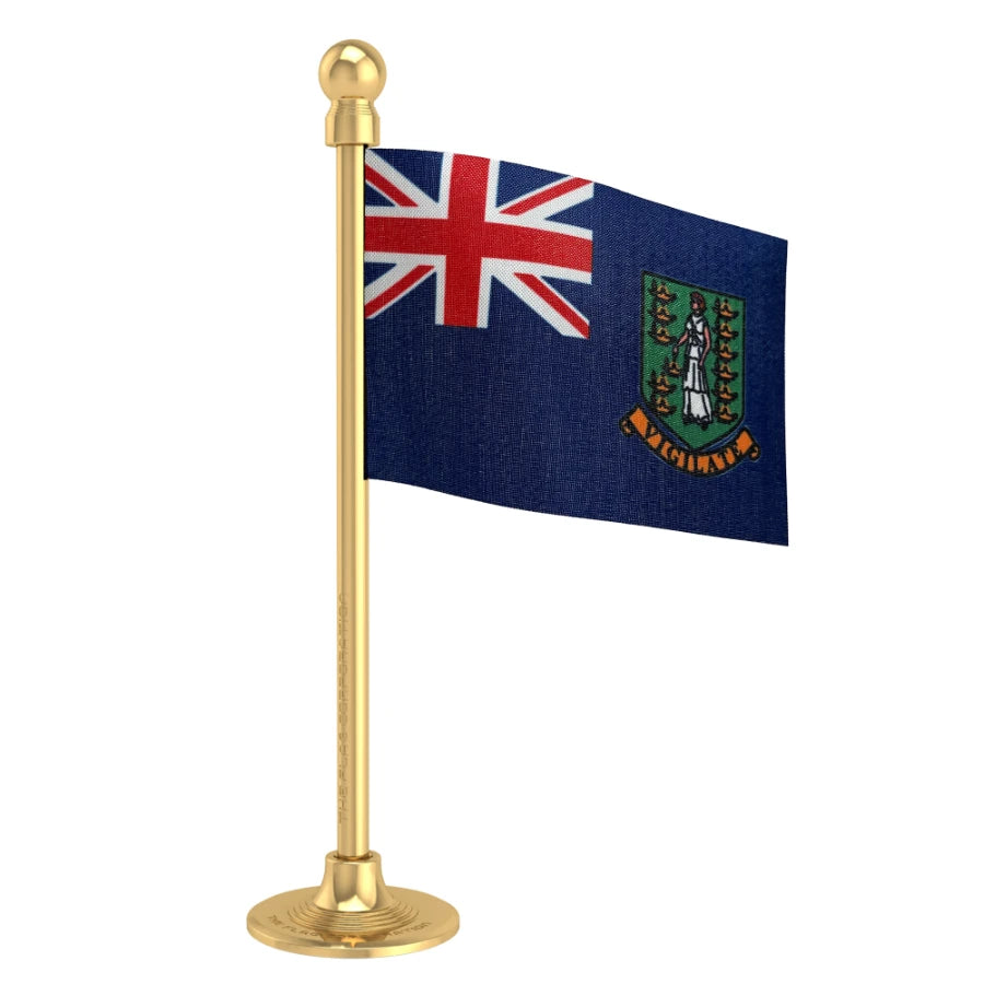 British Virgin Islands Car Dashboard Flag of 2in x 3in With A Steel or Plastic Base