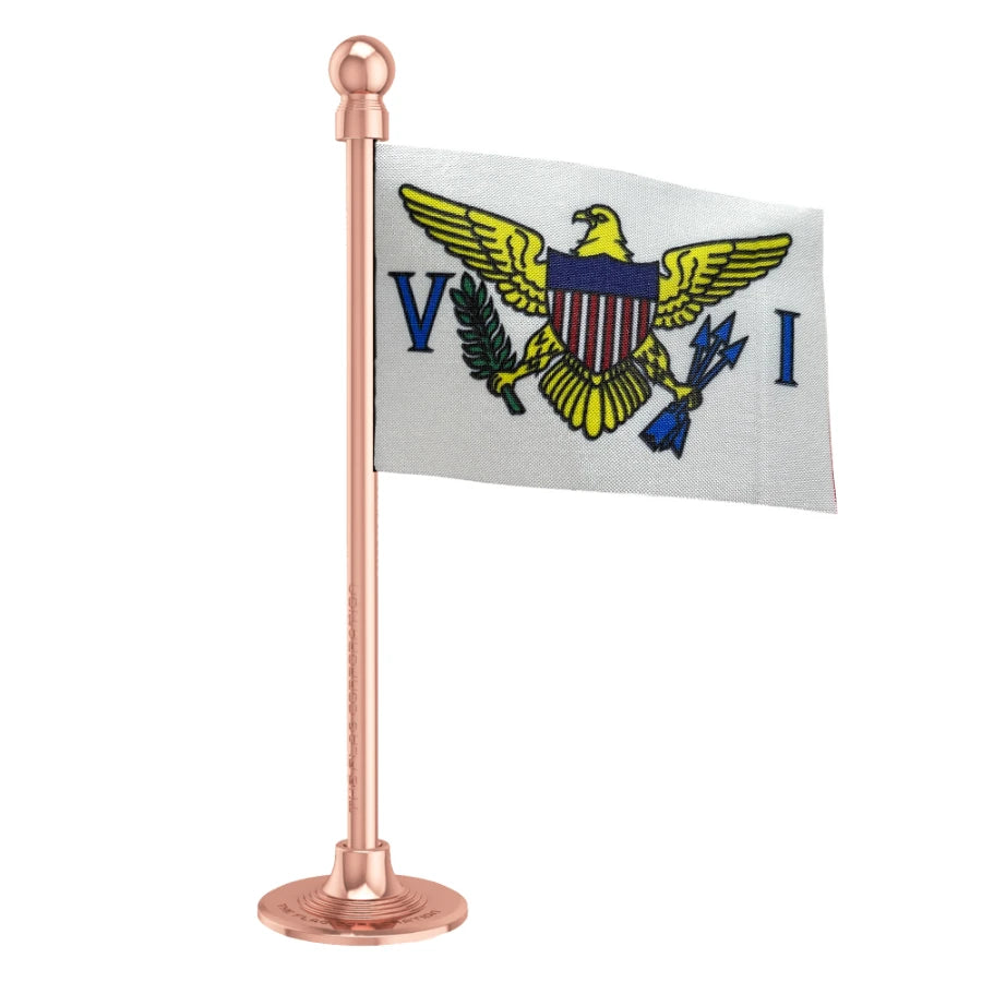 US Virgin Islands Car Dashboard Flag of 2in x 3in With A Steel or Plastic Base
