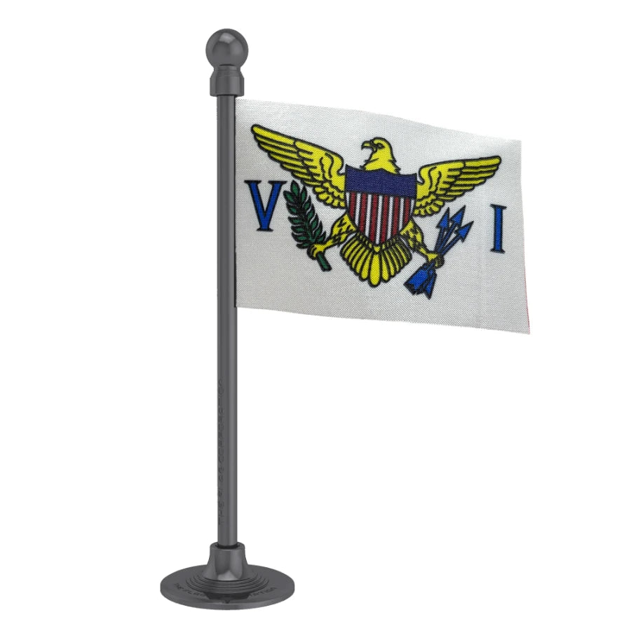US Virgin Islands Car Dashboard Flag of 2in x 3in With A Steel or Plastic Base