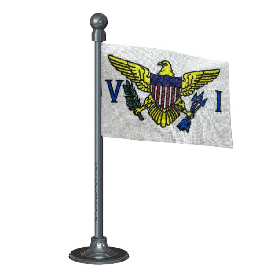US Virgin Islands Car Dashboard Flag of 2in x 3in With A Steel or Plastic Base