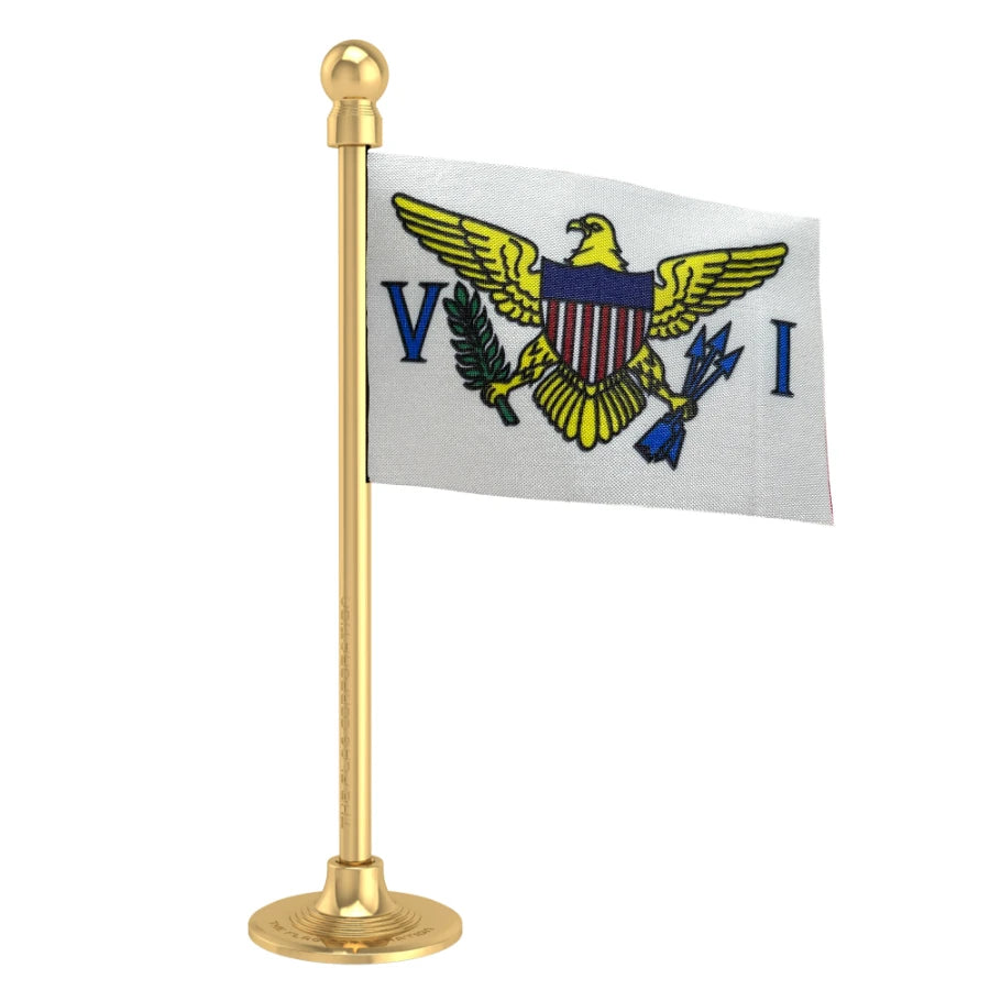 US Virgin Islands Car Dashboard Flag of 2in x 3in With A Steel or Plastic Base
