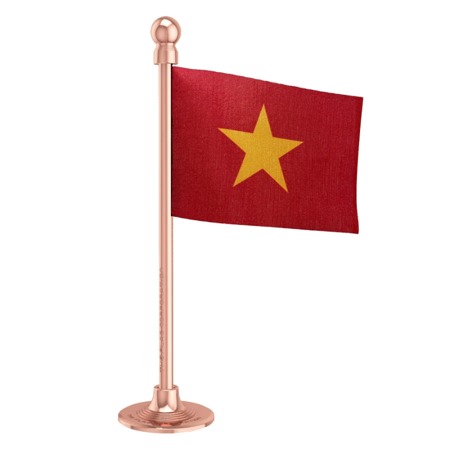 Vietnam Car Dashboard Flag of 2in x 3in With A Steel or Plastic Base