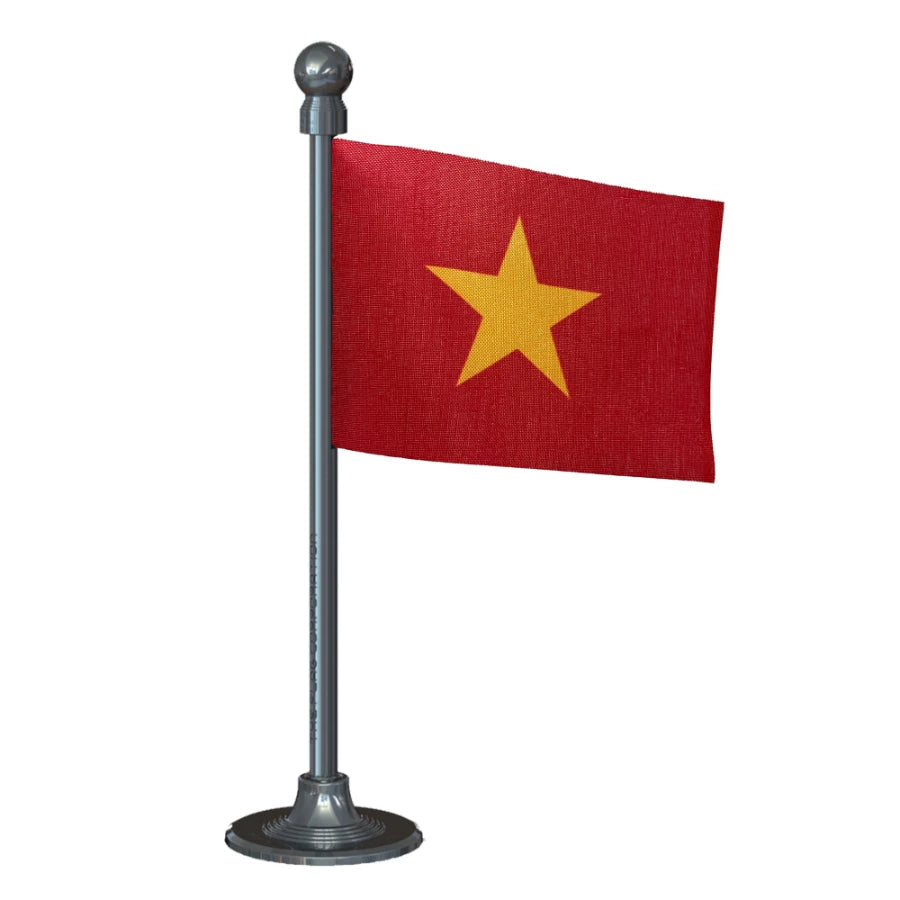 Vietnam Car Dashboard Flag of 2in x 3in With A Steel or Plastic Base
