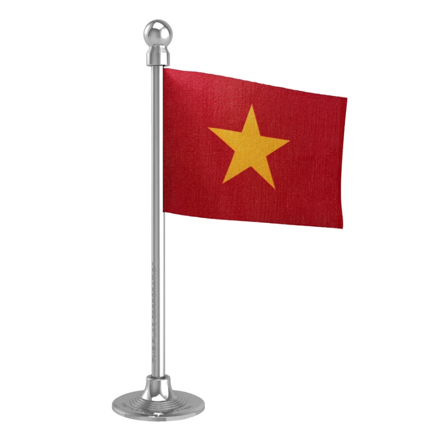 Vietnam Car Dashboard Flag of 2in x 3in With A Steel or Plastic Base