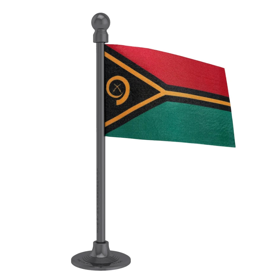 Vanuatu Car Dashboard Flag of 2in x 3in With A Steel or Plastic Base