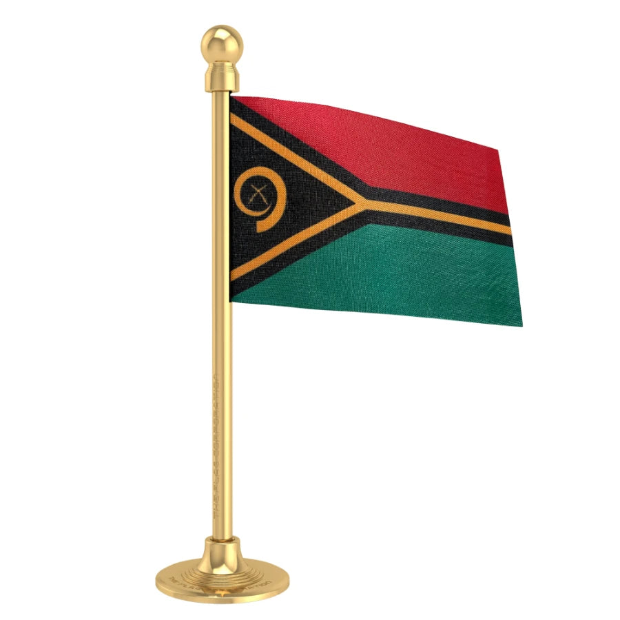 Vanuatu Car Dashboard Flag of 2in x 3in With A Steel or Plastic Base