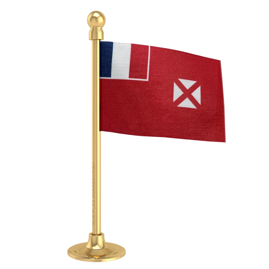 Wallis & Futuna Islands Car Dashboard Flag of 2in x 3in With A Steel or Plastic Base