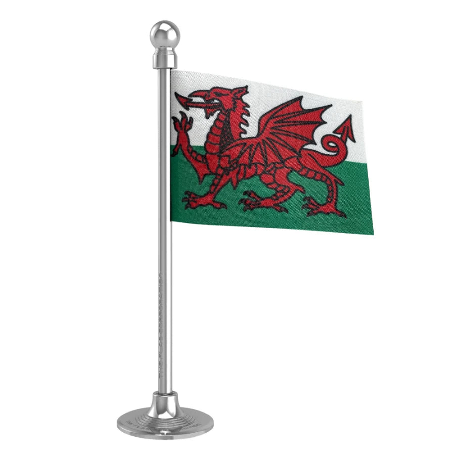 Wales Car Dashboard Flag of 2in x 3in With A Steel or Plastic Base
