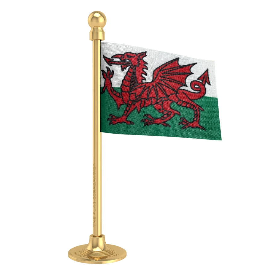 Wales Car Dashboard Flag of 2in x 3in With A Steel or Plastic Base