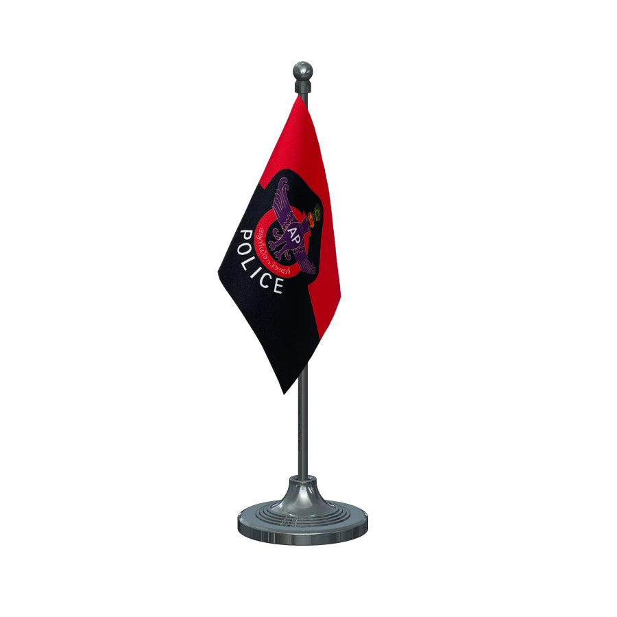 Andhra Pradesh Police Table Flag of 4in x 6in With A Heavy Plastic Base