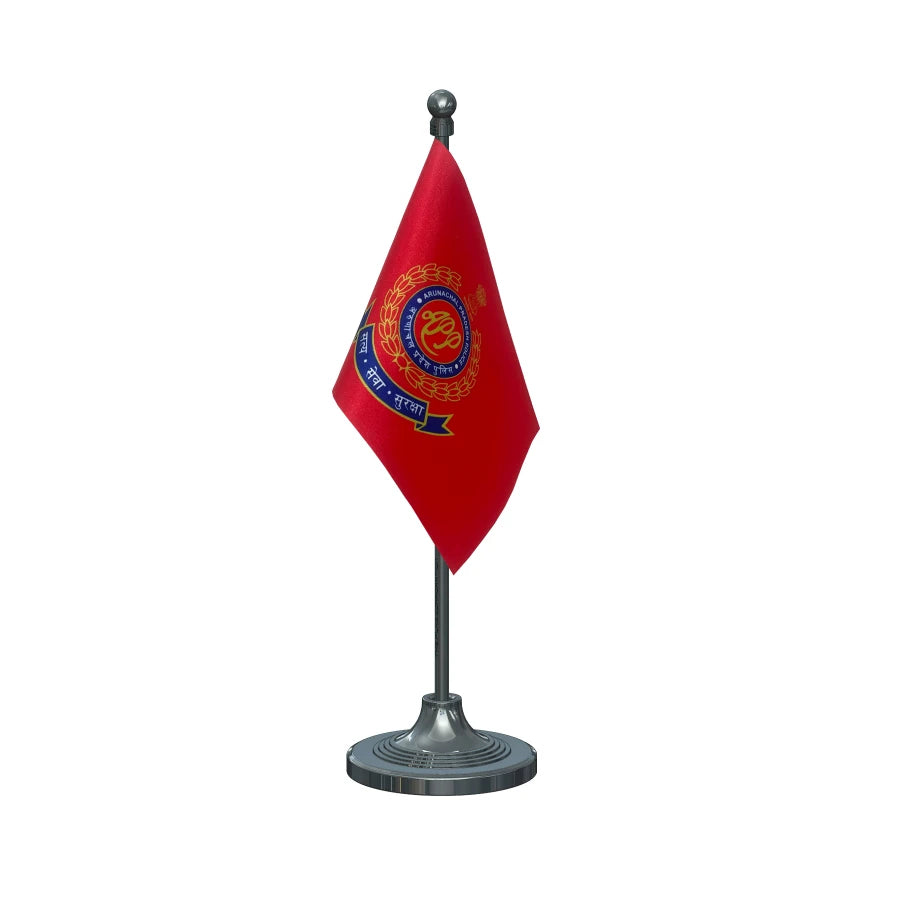 Arunachal Pradesh Police Table Flag of 4in x 6in With A Heavy Plastic Base