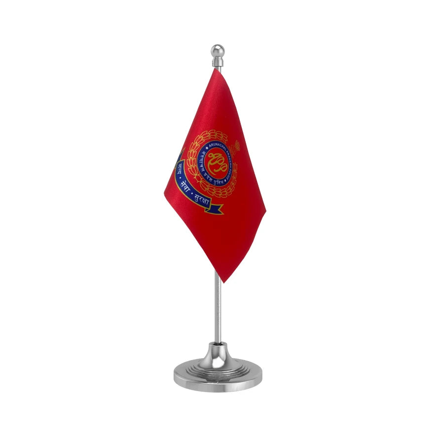 Arunachal Pradesh Police Table Flag of 4in x 6in With A Heavy Plastic Base