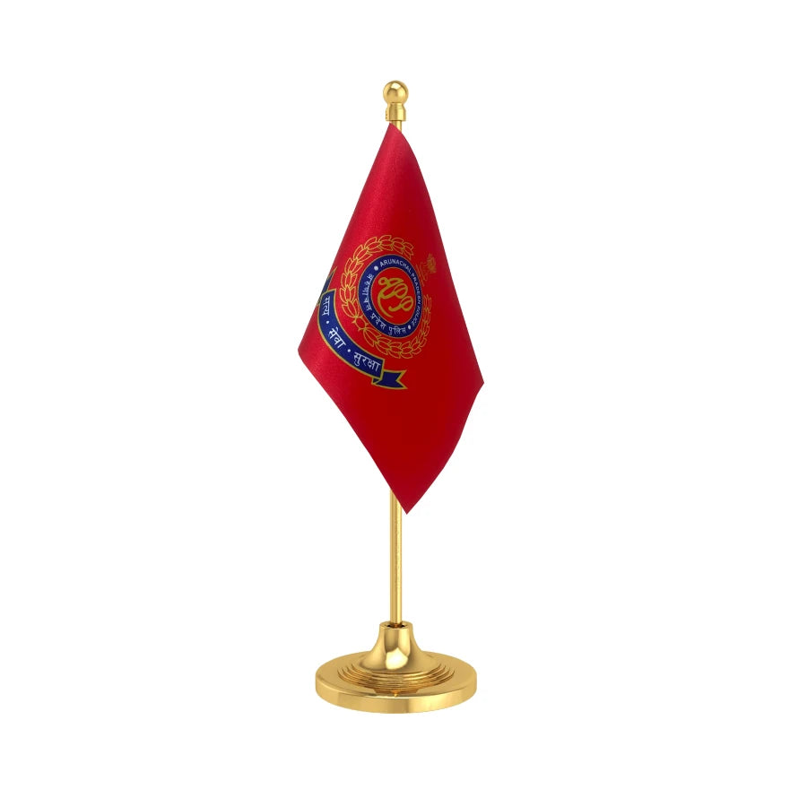 Arunachal Pradesh Police Table Flag of 4in x 6in With A Heavy Plastic Base