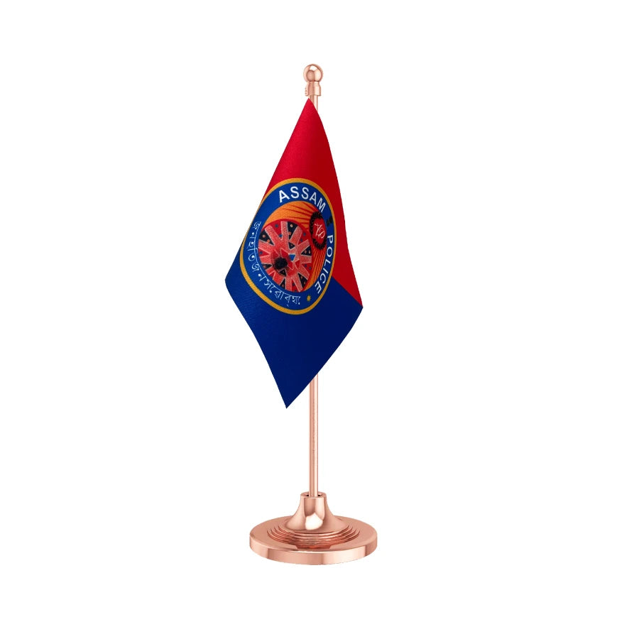 Assam Police Table Flag of 4in x 6in With A Heavy Plastic Base