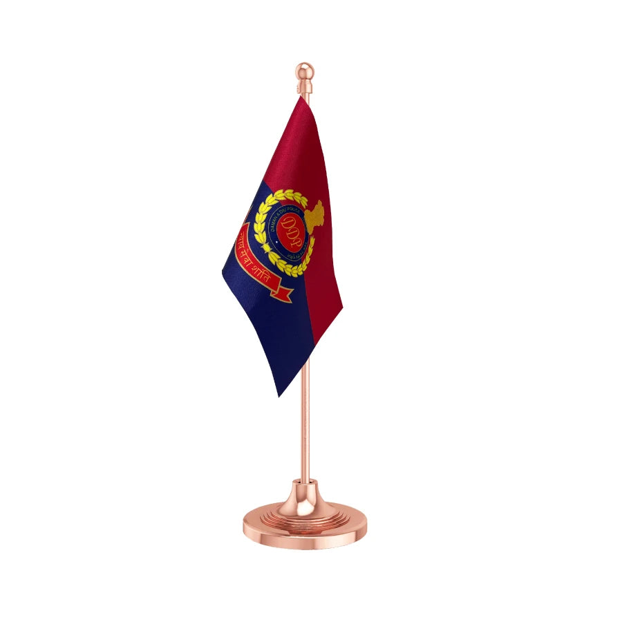 Daman and Diu Police Table Flag of 4in x 6in With A Heavy Plastic Base