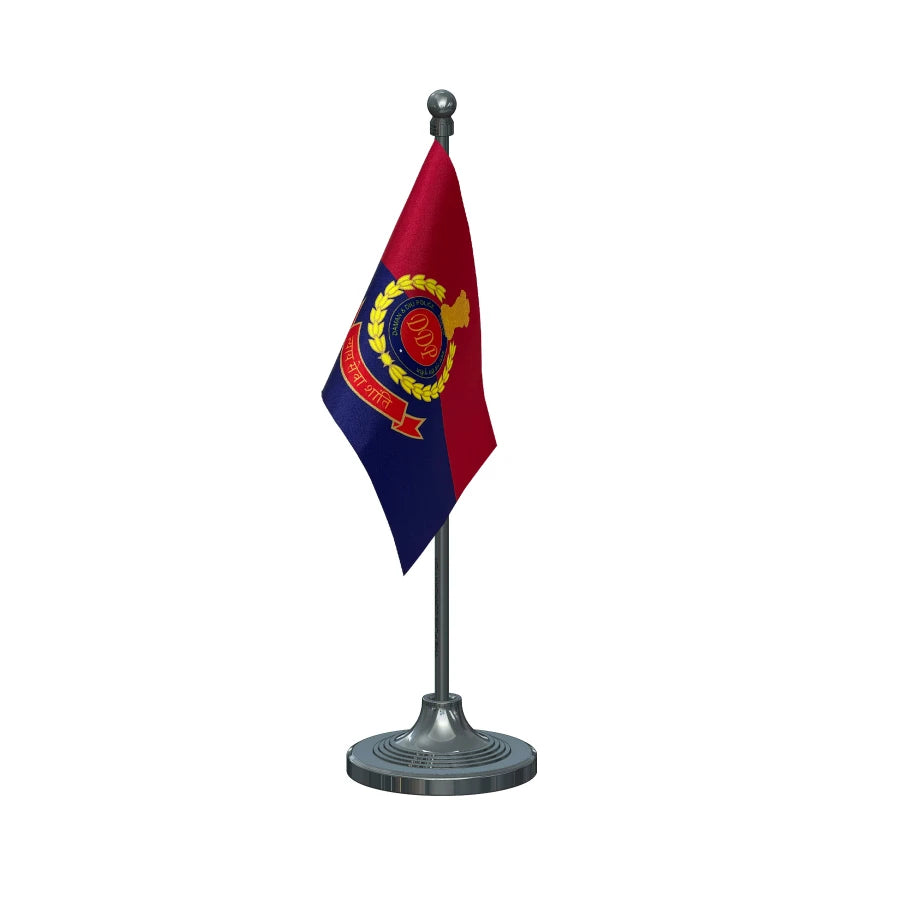 Daman and Diu Police Table Flag of 4in x 6in With A Heavy Plastic Base