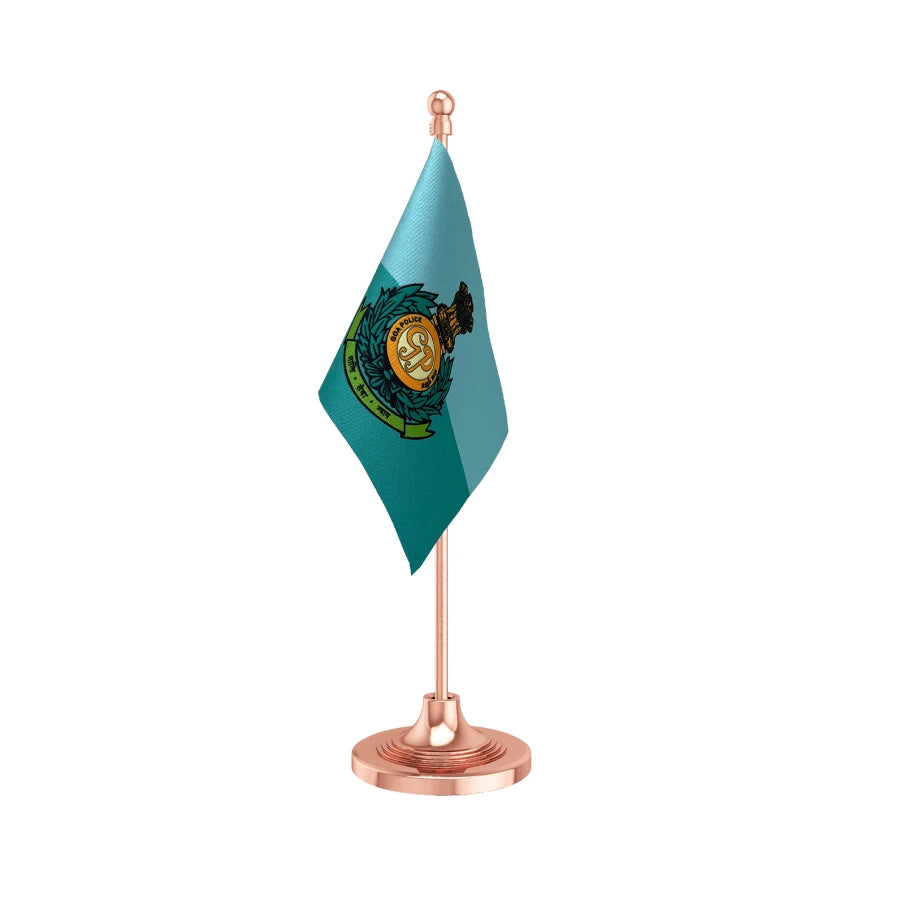 Goa Police Table Flag of 4in x 6in With A Heavy Plastic Base