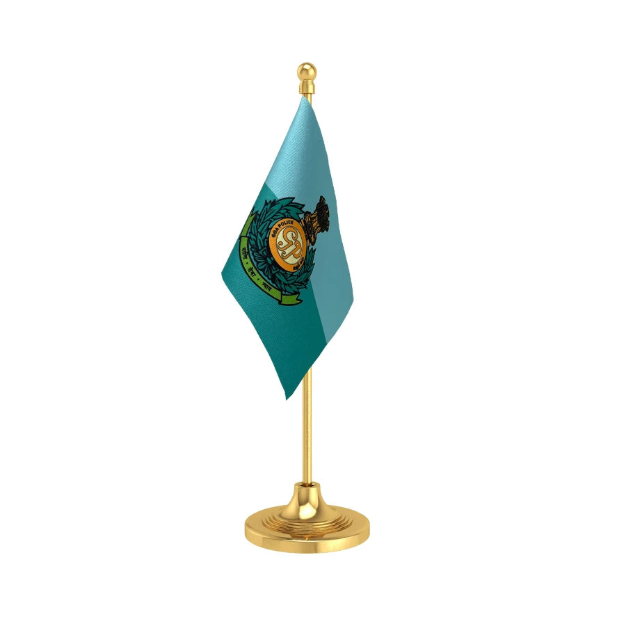 Goa Police Table Flag of 4in x 6in With A Heavy Plastic Base