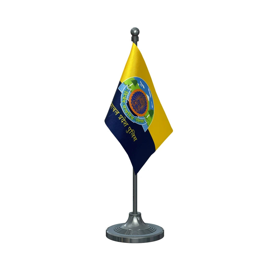 Himachal Pradesh Police Table Flag of 4in x 6in With A Heavy Plastic Base