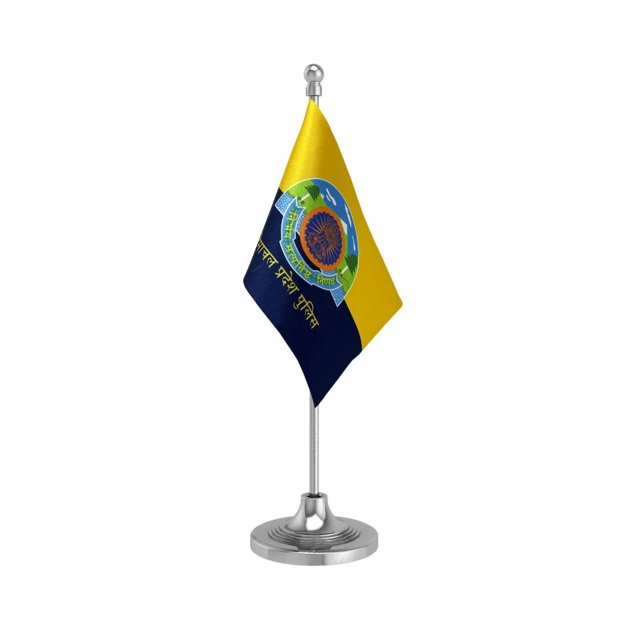 Himachal Pradesh Police Table Flag of 4in x 6in With A Heavy Plastic Base