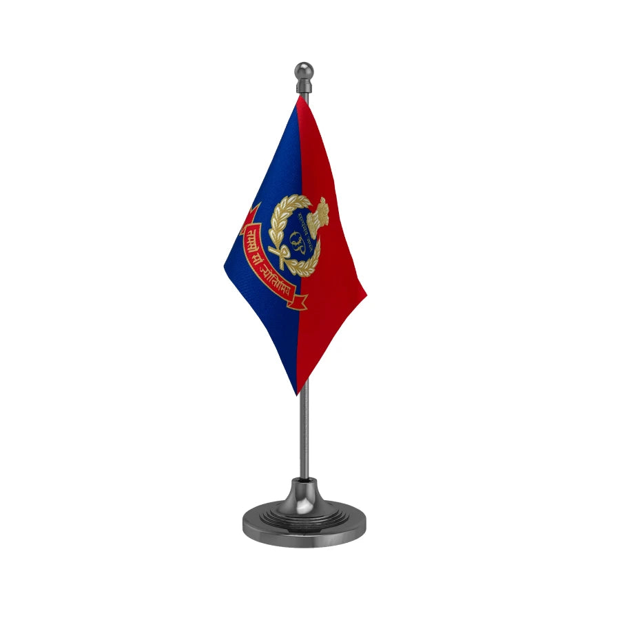 Orissa Police Table Flag of 4in x 6in With A Heavy Plastic Base