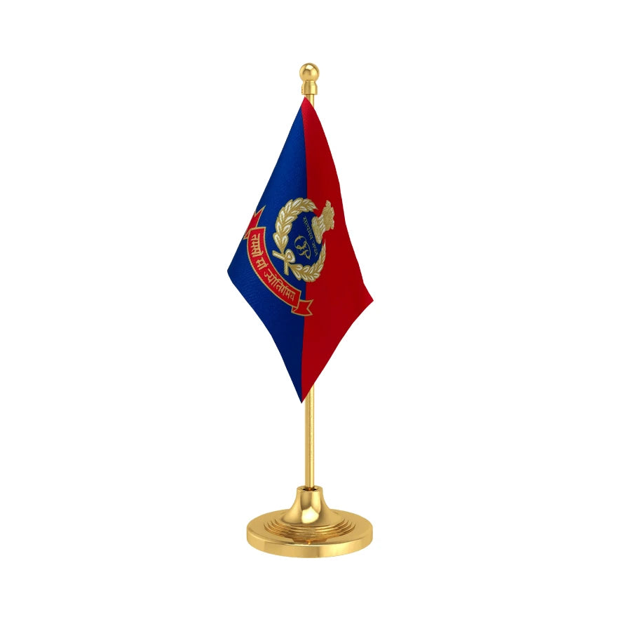 Orissa Police Table Flag of 4in x 6in With A Heavy Plastic Base
