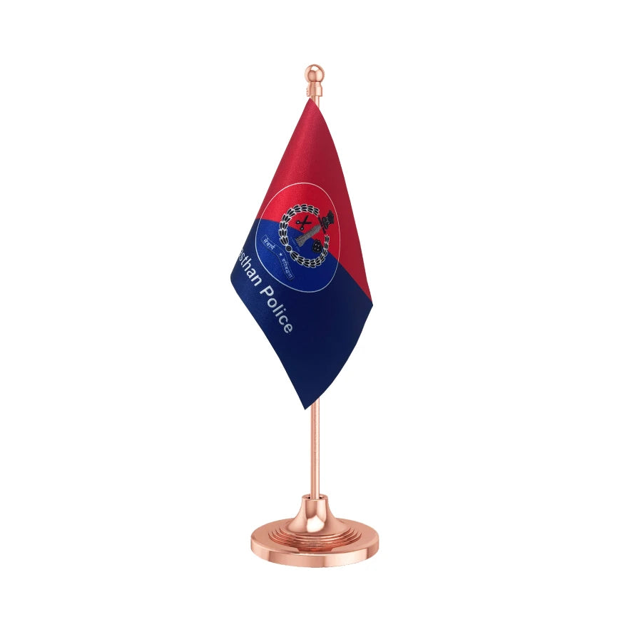 Rajasthan Police Table Flag of 4in x 6in With A Heavy Plastic Base