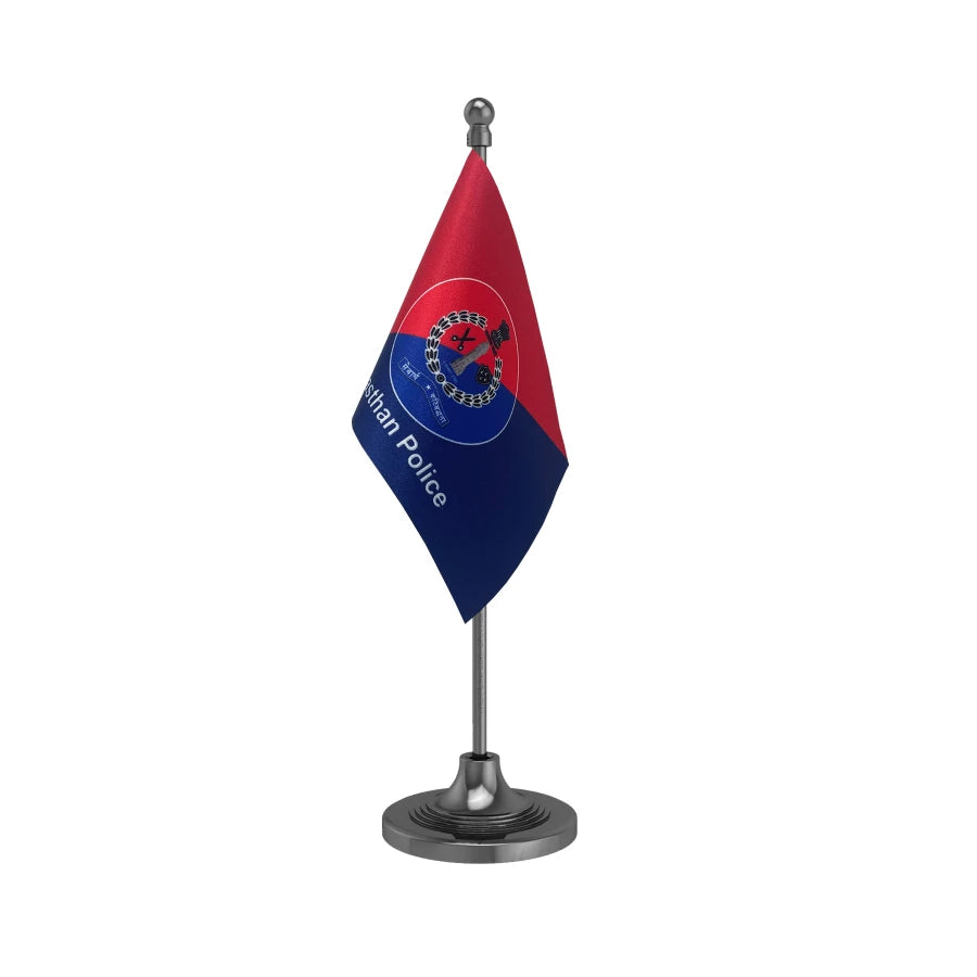 Rajasthan Police Table Flag of 4in x 6in With A Heavy Plastic Base