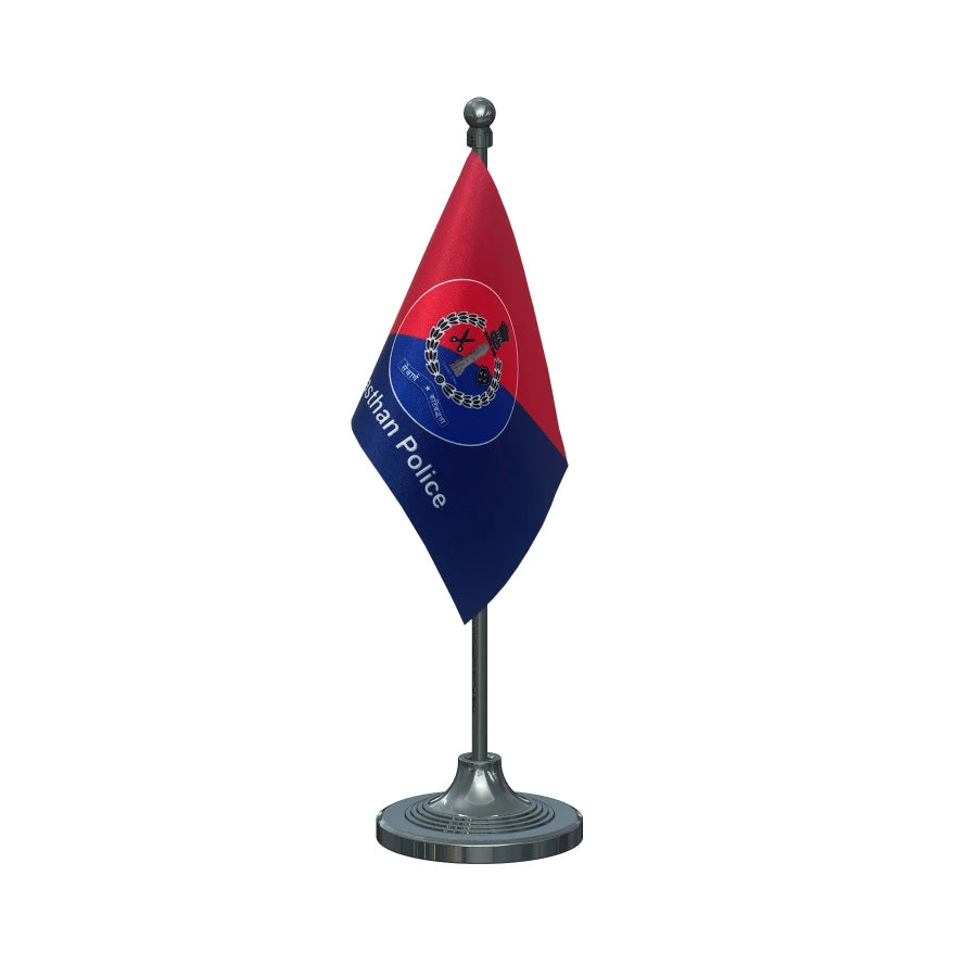 Rajasthan Police Table Flag of 4in x 6in With A Heavy Plastic Base