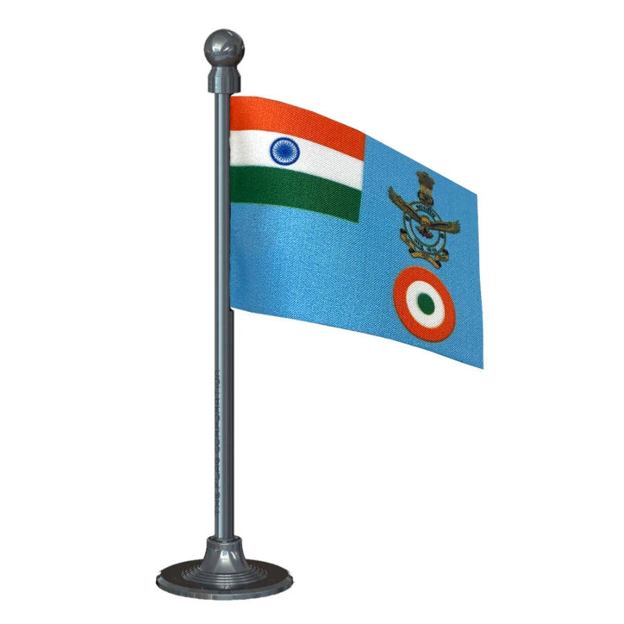 Indian Air Force Car Dashboard Flag of 2in x 3in With A Steel or Plastic Base