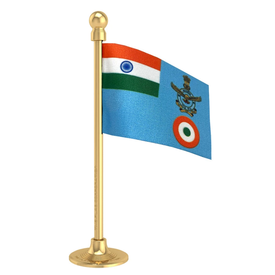 Indian Air Force Car Dashboard Flag of 2in x 3in With A Steel or Plastic Base