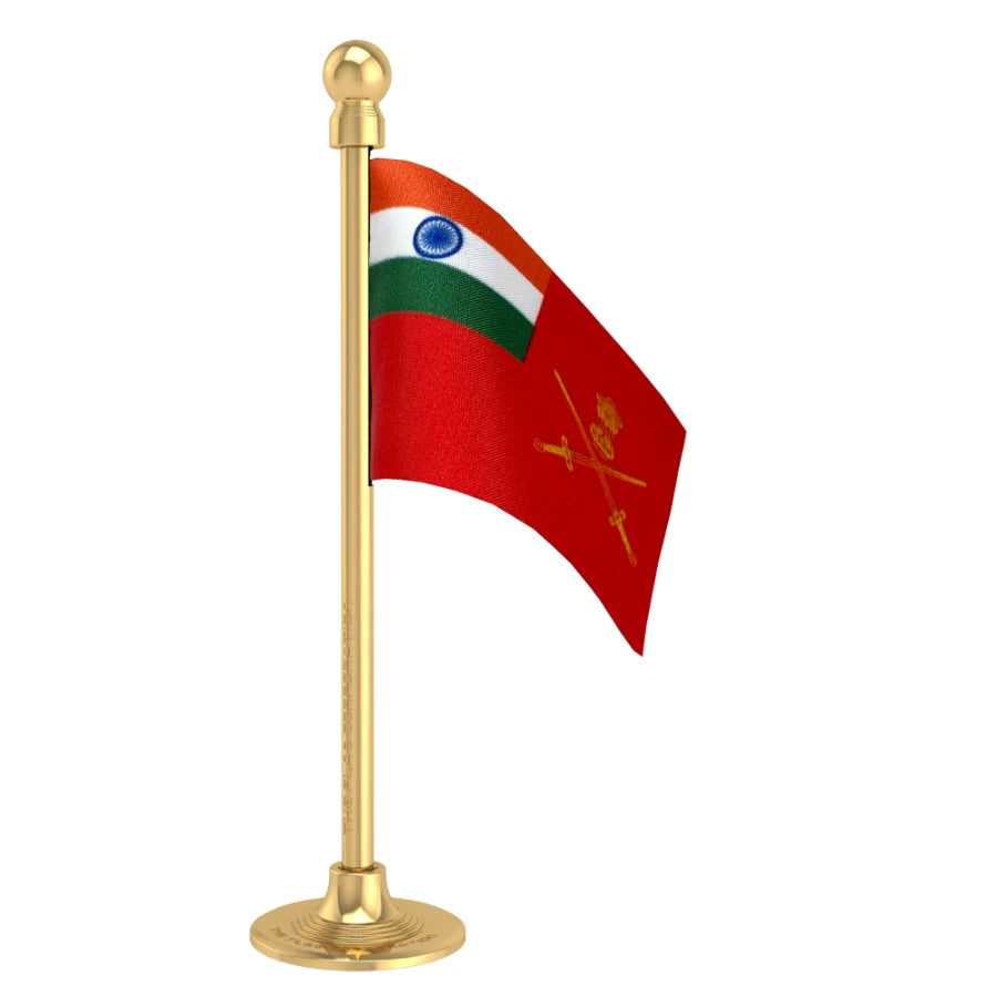 Indian Army Car Dashboard Flag of 2in x 3in With A Steel or Plastic Base