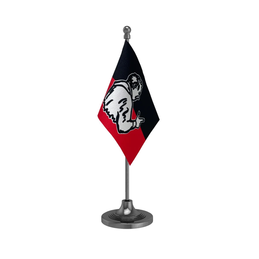 AIADMK All India Anna Dravida Munnetra Kazhagam Table Flag of 4in x 6in With A Heavy Plastic Base