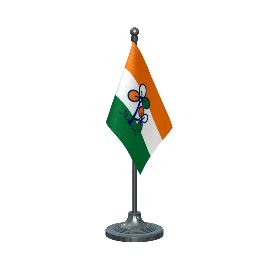 TMC or AITC All India Trinamool Congress Table Flag of 4in x 6in With A Heavy Plastic Base