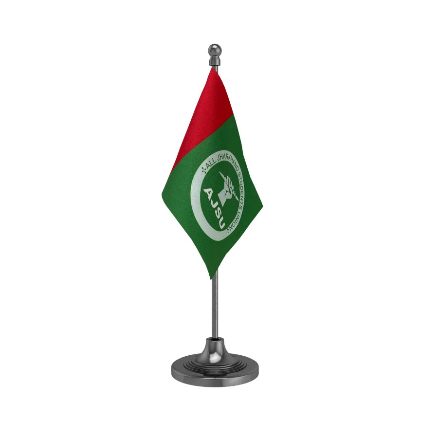 AJSU All Jharkhand Students Union Table Flag of 4in x 6in With A Heavy Plastic Base