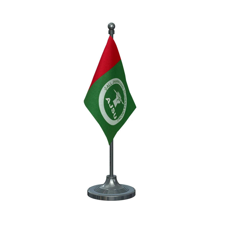 AJSU All Jharkhand Students Union Table Flag of 4in x 6in With A Heavy Plastic Base