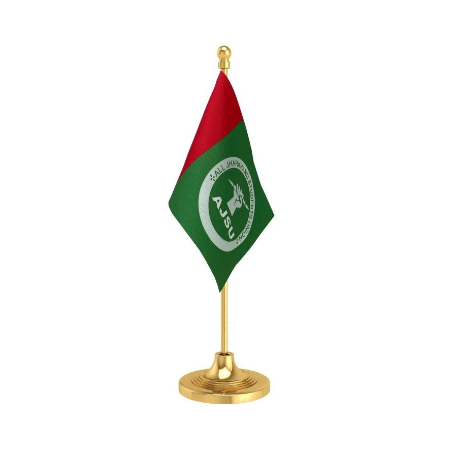 AJSU All Jharkhand Students Union Table Flag of 4in x 6in With A Heavy Plastic Base