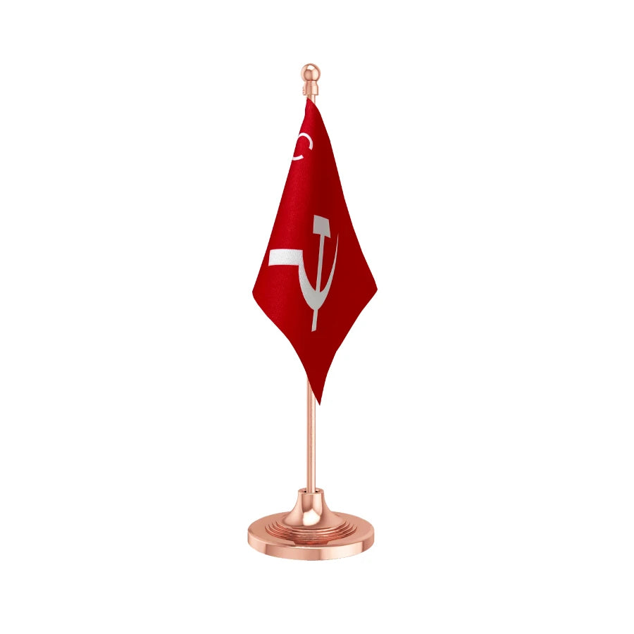 CPI Communist Party Table Flag of 4in x 6in With A Heavy Plastic Base