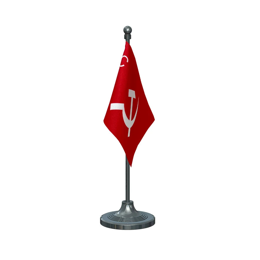 CPI Communist Party Table Flag of 4in x 6in With A Heavy Plastic Base