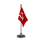 CPIM Communist Party Table Flag of 4in x 6in With A Heavy Plastic Base
