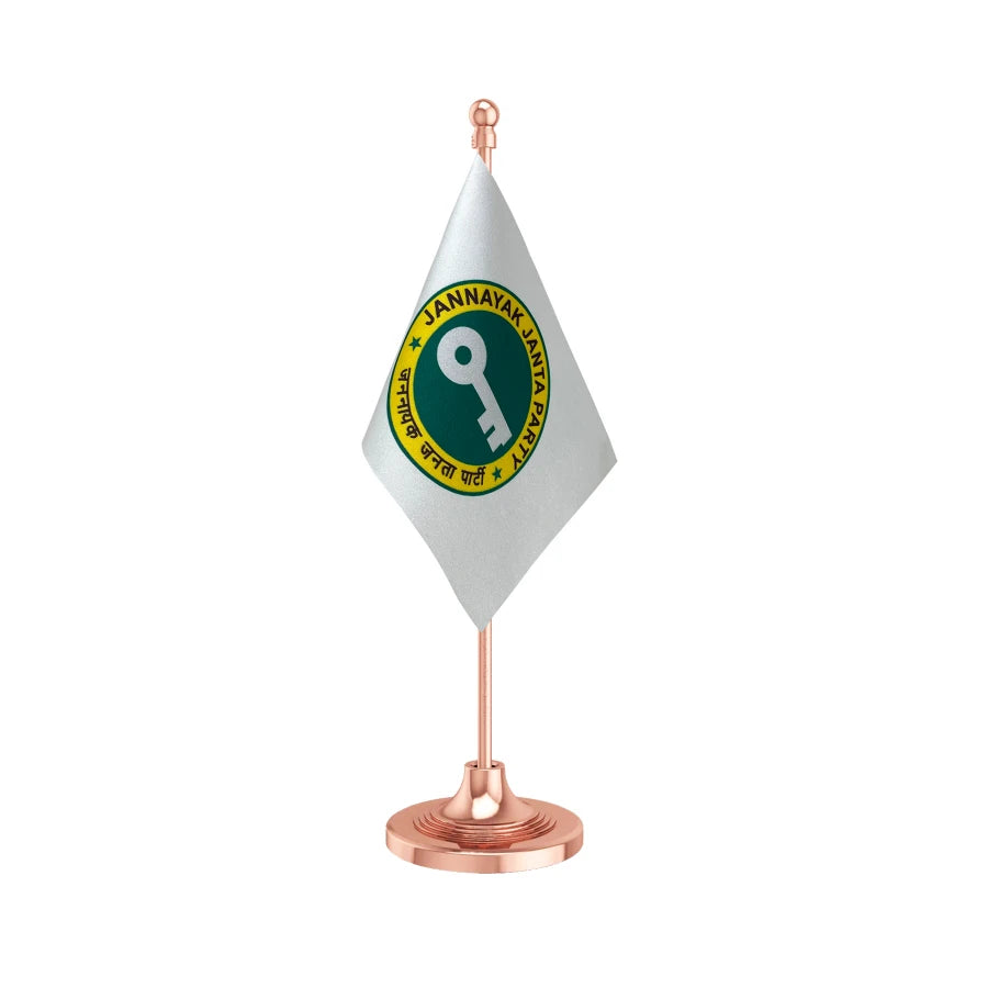 JJP Jannayak Janta Party Table Flag of 4in x 6in With A Heavy Plastic Base