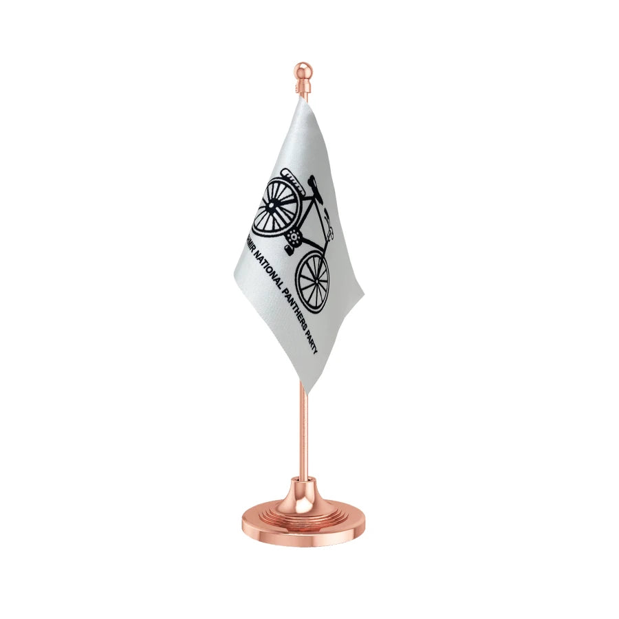 JKNPP Jammu & Kashmir National Panthers Party Table Flag of 4in x 6in With A Heavy Plastic Base