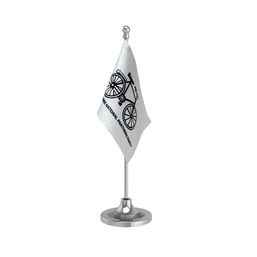 JKNPP Jammu & Kashmir National Panthers Party Table Flag of 4in x 6in With A Heavy Plastic Base
